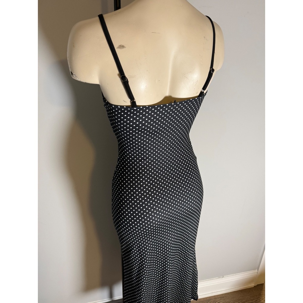 Princess Polly Delaney V Neck Frill Midi Dress Black Polka Dot Lace Trim US 0 - Picture 8 of 9